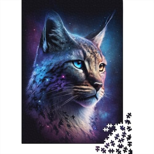 500-teiliges Puzzle für Kinder mit Luchs-Tier-Galaxie-Motiv, Holzbrett-Puzzle, Puzzle als Geschenk, 500 Stück (52 x 38 cm) von WXMMoney