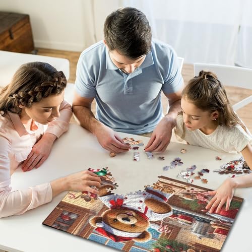 500-teiliges Puzzle für Kinder und „Frohe Weihnachten“, quadratisches Puzzle für Kinder, Holzpuzzle, Lernspiel für Erwachsene, 500 Teile (52 x 38 cm) von WXMMoney