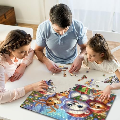 500-teiliges Puzzle für Kinder und „Frohe Weihnachten“, quadratisches Puzzle für Kinder, Holzpuzzle, Lernspiel für Erwachsene, 500 Teile (52 x 38 cm) von WXMMoney