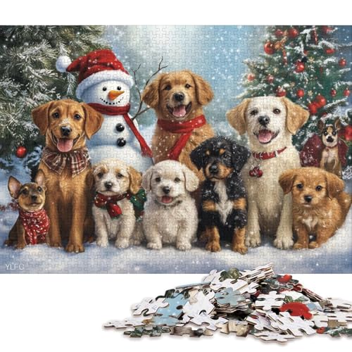 500-teiliges Puzzle für Kinder und Weihnachtswelpen-Puzzles, für Kinder und Holzpuzzles, Lernspiele für Kinder und 500 Teile (52 x 38 cm) von WXMMoney