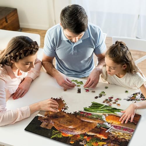 500-teiliges Puzzle mit Thanksgiving-Bildern, kreatives quadratisches Puzzle für Kinder und Holzpuzzle, Spielzeug, Denkspiel, 500 Teile (52 x 38 cm) von WXMMoney