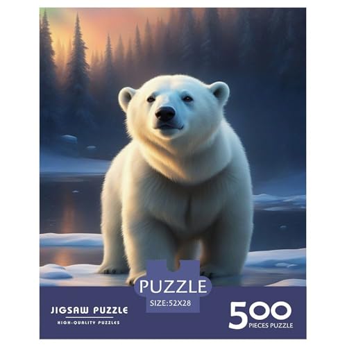 500-teiliges Puzzle mit Tierkunst, Eisbär, für Erwachsene, Puzzle, Puzzle für Erwachsene, Alter 14+, 500 Teile (52 x 38 cm) von WXMMoney