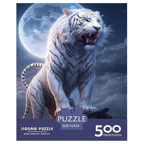 500-teiliges Puzzle mit Tierkunst-Tiger, für Erwachsene, Puzzle, Lernspiel, Herausforderungsspielzeug, 500 Stück (52 x 38 cm) von WXMMoney