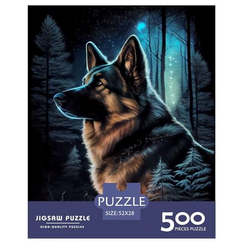 500-teiliges Puzzle mit Tierkunst und Hunden, für Erwachsene, Holzpuzzle, Lernspiel für Erwachsene Teenager, 500 Stück (52 x 38 cm) von WXMMoney