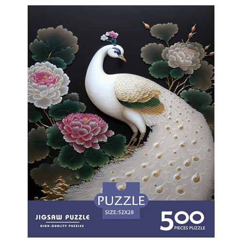 500-teiliges Puzzle mit Tierkunst und Vögeln, für Erwachsene, Holzpuzzle, Lernspiel für Erwachsene Teenager, 500 Stück (52 x 38 cm) von WXMMoney