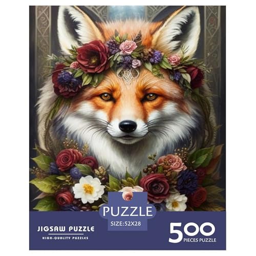 500-teiliges Puzzle mit Tiermotiv, Fuchs, für Erwachsene und Teenager, Holzpuzzle, 500 Teile (52 x 38 cm) von WXMMoney