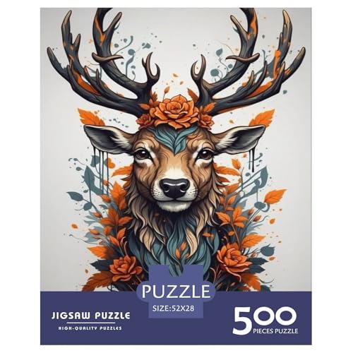 500-teiliges Puzzle mit Tiermotiven und Elchmotiv, für Erwachsene und Teenager, Lernspielzeug aus Holz, 500 Stück (52 x 38 cm) von WXMMoney