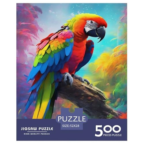 500-teiliges Tierkunst-Vogel-Puzzle für Erwachsene, Holzpuzzles, Puzzles für Erwachsene, Lernspiel, Herausforderungsspielzeug, 500 Stück (52 x 38 cm) von WXMMoney