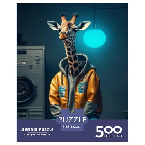 500-teiliges künstlerisches Giraffen-Puzzle für Erwachsene, Puzzles für Erwachsene und Teenager, Erwachsene ab 14 Jahren, 500 Teile (52 x 38 cm) von WXMMoney