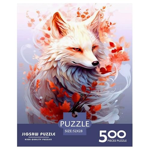 Animal Art Fox Puzzle für Erwachsene und Jugendliche, 500 Teile, Puzzle für Erwachsene, nachhaltige Puzzlespiele, 500 Teile (52 x 38 cm) von WXMMoney