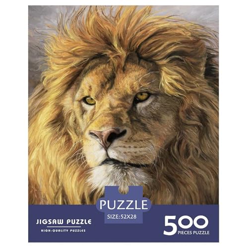 Animal Art Lion 500-teiliges Puzzle für Teenager, Geschenke, Holzpuzzle, Puzzle für Erwachsene, Lernspiele für zu Hause, DIY-Spielzeug, 500 Teile (52 x 38 cm) von WXMMoney