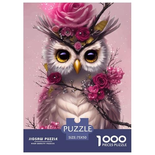 Animal Art Owl 1000-teiliges Holzpuzzle für Erwachsene, Puzzle, Lernspiel, Herausforderungsspielzeug, 1000-teilig (75 x 50 cm) von WXMMoney