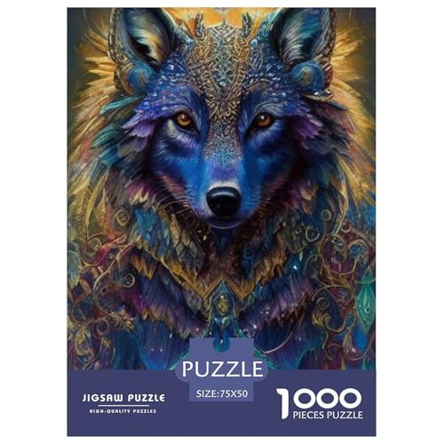 Animal Art Wolf 1000-teiliges Puzzle für Erwachsene und Teenager, Teenager, Mann, Frau, Geschenk, 1000 Stück (75 x 50 cm) von WXMMoney