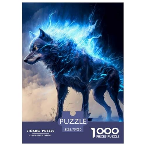 Animal Art Wolf Holzpuzzle 1000 Teile Puzzle für Erwachsene Lernspiel Herausforderung Spielzeug Heiligabend Geschenke 1000 Stück (75x50cm) von WXMMoney