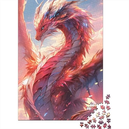 Anime Art Dragon Holzpuzzle für Kinder 1000 Teile Spielzeug Familienpuzzlespiele Geburtstagsgeschenke Lernpuzzle Jungen Mädchen 1000 Teile (75x50cm) von WXMMoney