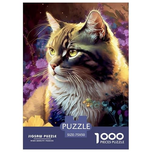 Art Cat Puzzles 1000 Teile für Teenager Geschenke Holzpuzzle Erwachsenenpuzzle Puzzles für Erwachsene 1000 Stück (75x50cm) von WXMMoney