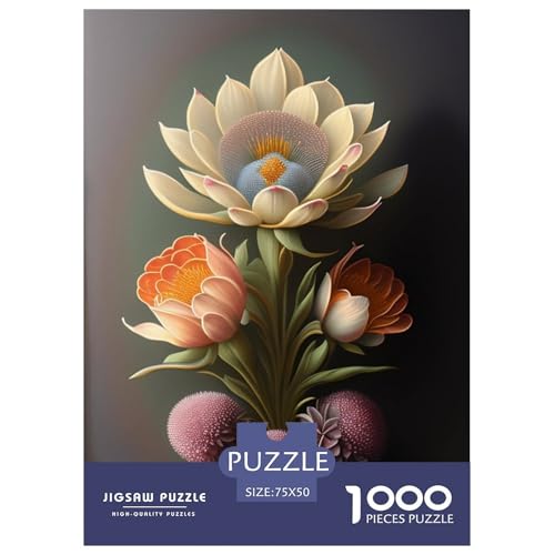 Art Flowers 1000-teiliges Puzzle für Erwachsene und Teenager, Teenager, Mann, Frau, Geschenk, 1000 Stück (75 x 50 cm) von WXMMoney