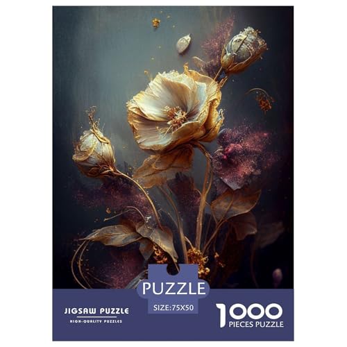 Art Flowers 1000-teiliges Puzzle für Teenager, Geschenke, Holzpuzzle, Puzzle für Erwachsene, Lernspiele für zu Hause, DIY-Spielzeug, 1000 Teile (75 x 50 cm) von WXMMoney