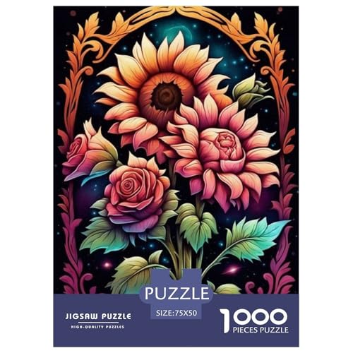 Art Flowers 1000-teiliges Puzzle für Teenager, Geschenke, Holzpuzzle, Puzzle für Erwachsene, Lernspiele für zu Hause, DIY-Spielzeug, 1000 Teile (75 x 50 cm) von WXMMoney