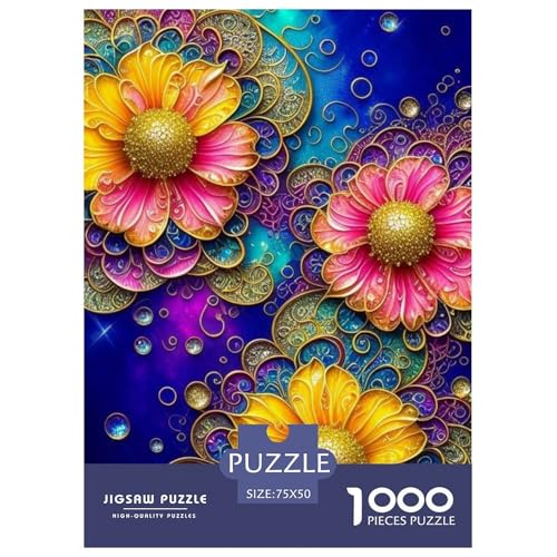 Art Flowers 1000-teiliges Puzzle für Teenager, Geschenke, Holzpuzzle, Puzzle für Erwachsene, Lernspiele für zu Hause, DIY-Spielzeug, 1000 Teile (75 x 50 cm) von WXMMoney