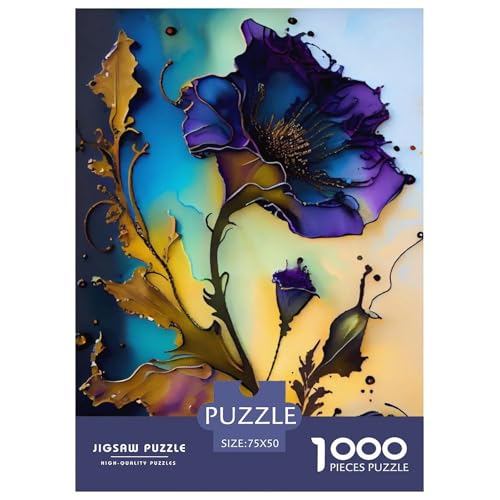 Art Flowers Holzpuzzle 1000 Teile Puzzle für Erwachsene Lernspiel Herausforderung Spielzeug Heiligabend Geschenke 1000 Stück (75x50cm) von WXMMoney