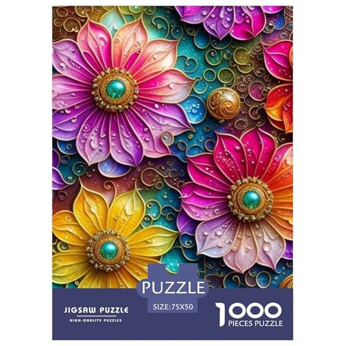 Art Flowers Puzzle für Erwachsene, 1000-teiliges Puzzle für Teenager ab 12 Jahren, 1000 Teile (75 x 50 cm) von WXMMoney