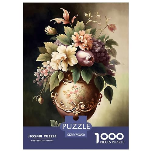 Art Flowers Puzzle für Erwachsene und Jugendliche, 1000 Teile, Holzpuzzle für Erwachsene, Puzzles für Jugendliche ab 12 Jahren, 1000 Teile (75 x 50 cm) von WXMMoney