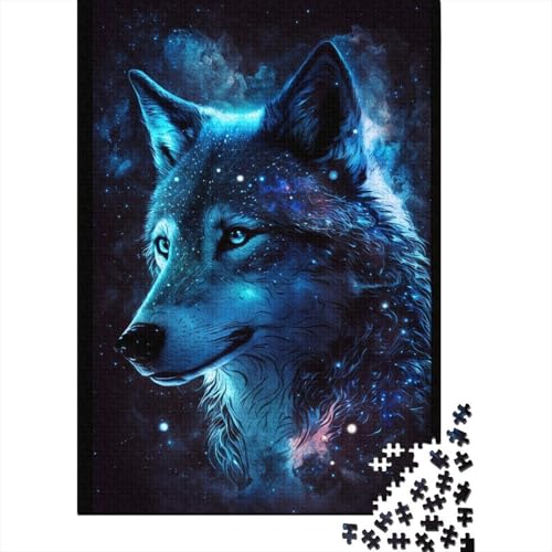 Art Galaxy Wolf 500-teiliges Holzpuzzle für Kinder, kreatives Puzzle, anspruchsvolle Familienspiele, Spielzeug, 500 Stück (52 x 38 cm) von WXMMoney