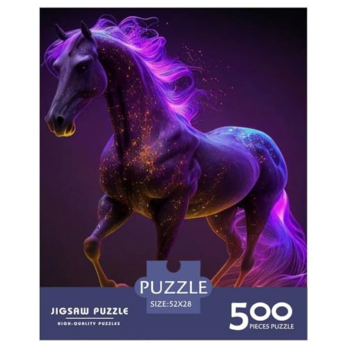 Art Horse Puzzle 500-teiliges Puzzle für Erwachsene, Puzzles für Teenager, Geschenke, Lernspiel, Herausforderungsspielzeug, 500 Stück (52 x 38 cm) von WXMMoney