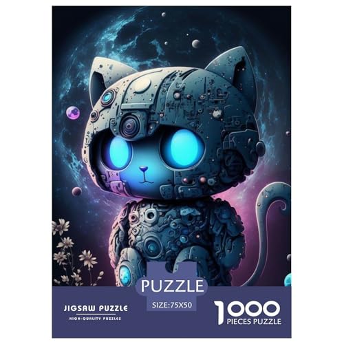 Art Mechanical Cat Puzzles 1000 Teile für Teenager-Geschenke, Holzpuzzle, Erwachsenenpuzzle, Familienspaß, Puzzles 1000 Teile (75 x 50 cm) von WXMMoney