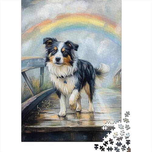 Australian Shepherd Puzzle 1000 Holzpuzzles Kinder Puzzle Familienspiel Spielzeug 1000 Teile (75x50cm) von WXMMoney