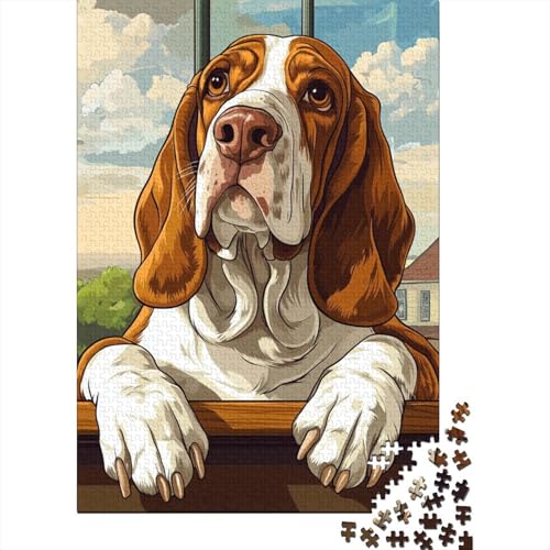 Beagle-Hunde 1000-teiliges Puzzle für Erwachsene, Holzbrett-Puzzle, Spielzeug, Lernspiel, 1000 Teile (75 x 50 cm) von WXMMoney