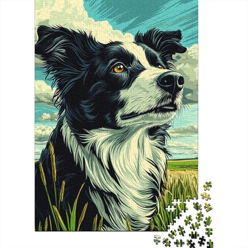 Border Collie 500-teiliges Puzzle für Kinder | Holzpuzzle für | Tolles Geschenk-Puzzle für Kinder | Familienspiel 500 Teile (52 x 38 cm) von WXMMoney