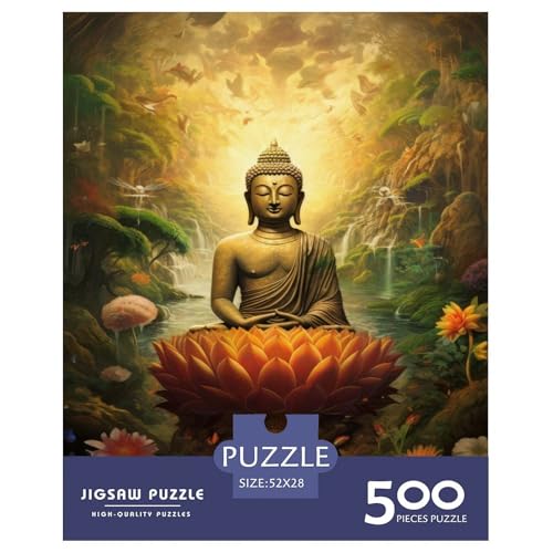 Buddha-Kunst-Puzzles 500 Teile für Teenager-Geschenke, Holzpuzzle, Erwachsenen-Puzzle, Familienspaß, Puzzles 500 Teile (52 x 38 cm) von WXMMoney