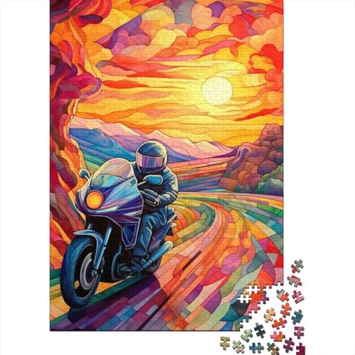 Bunte Motorräder, kreatives 1000-teiliges Holzpuzzle für Kinder, anspruchsvolle Spiele für die ganze Familie, Spielzeug, 1000 Teile (75 x 50 cm) von WXMMoney