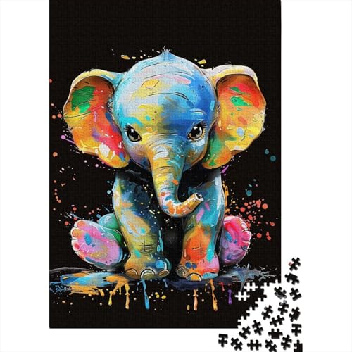 Buntes Elefantenbaby-Puzzle, 300 Teile, für Kinder, Puzzle-Geschenke, entspannende Holzpuzzle-Spiele, Denksport-Puzzle, 300 Teile (40 x 28 cm) von WXMMoney