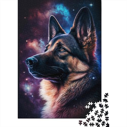 Buntes Galaxy-Puzzle mit deutschem Schäferhund, 500 Teile, Puzzle für Kinder, Denkspiel, Puzzlespielzeug für Kinder, 500 Teile (52 x 38 cm) von WXMMoney