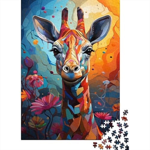 Buntes Giraffen-Kunst-Puzzle 300 Teile Puzzle für Kinder Denkspiel Puzzle Spielzeug für Kinder 300 Teile (40x28cm) von WXMMoney