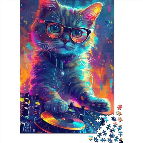 DJ Cat Puzzle 300 Teile Puzzle für Kinder, Denkspiel, Puzzlespielzeug für Kinder, 300 Teile (40 x 28 cm) von WXMMoney