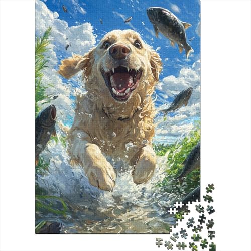 Der Labrador Retriever 1000-teiliges Puzzle für Erwachsene, Holzbrett-Puzzle, Spielzeug, Lernspiel, 1000 Teile (75 x 50 cm) von WXMMoney