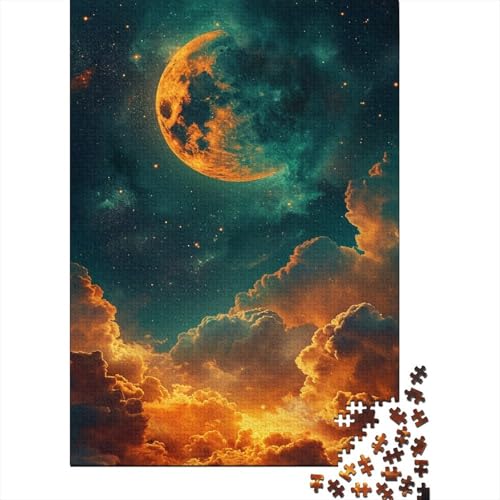 Fantasie-Mond und Wolken, kreatives 1000-teiliges Holzpuzzle für Kinder, anspruchsvolle Familienspiele, Spielzeug, 1000 Teile (75 x 50 cm) von WXMMoney