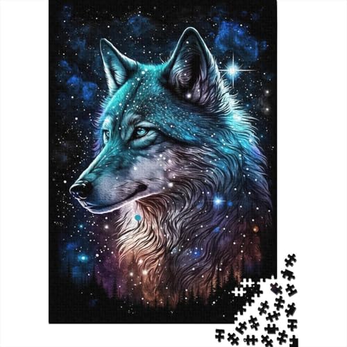 Farbiges Galaxy-Wolf-Puzzle, 500 Teile, Puzzle für Kinder, Denkspiel, Puzzlespielzeug für Kinder, 500 Teile (52 x 38 cm) von WXMMoney