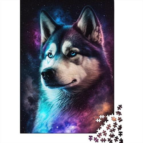 Galaxy Husky Puzzle 1000 Teile Puzzle für Kinder, Denkspiel, Puzzlespielzeug für Kinder, 1000 Teile (75 x 50 cm) von WXMMoney