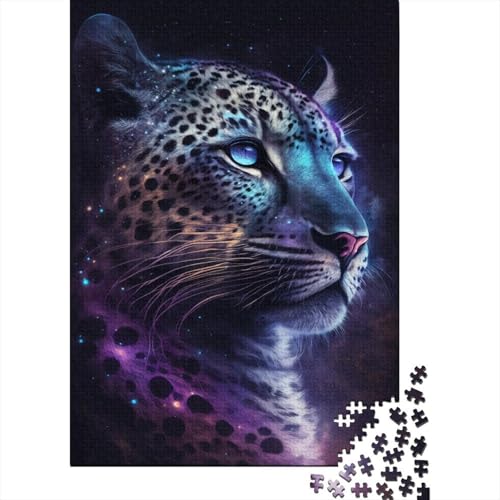 Galaxy Leopard Puzzle für Erwachsene, 500 Teile, klassisches Puzzle, Holzpuzzle, Wandkunst, einzigartiges Spielzeug, Geschenk, 500 Teile (52 x 38 cm) von WXMMoney