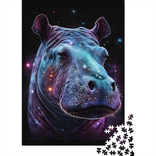 Galaxy Space Hippo Kreatives 1000-teiliges Holzpuzzle für Kinder, anspruchsvolle Familienspiele, Spielzeug, 1000 Teile (75 x 50 cm) von WXMMoney