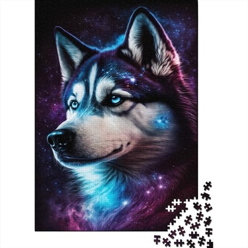 Galaxy Space Husky Puzzle 1000 Teile Puzzle für Kinder, Denkspiel, Puzzlespielzeug für Kinder, 1000 Teile (75 x 50 cm) von WXMMoney