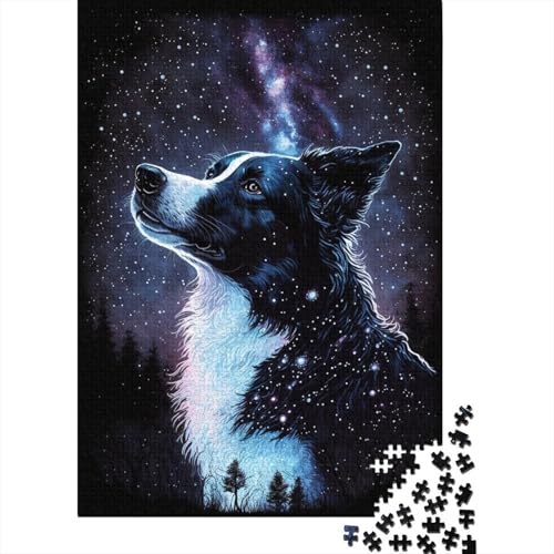 Galaxy Star Border Collie Holzpuzzle 500 Teile für Kinder Puzzle für Kinder 500-teiliges Puzzle Lernspiele 500 Teile (52 x 38 cm) von WXMMoney