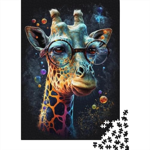 Giraffe mit Brille, 300-teiliges Puzzle für Kinder, kreatives rechteckiges Puzzle, Gehirntraining, Herausforderungsspiel, Geschenk, 300 Stück (40 x 28 cm) von WXMMoney