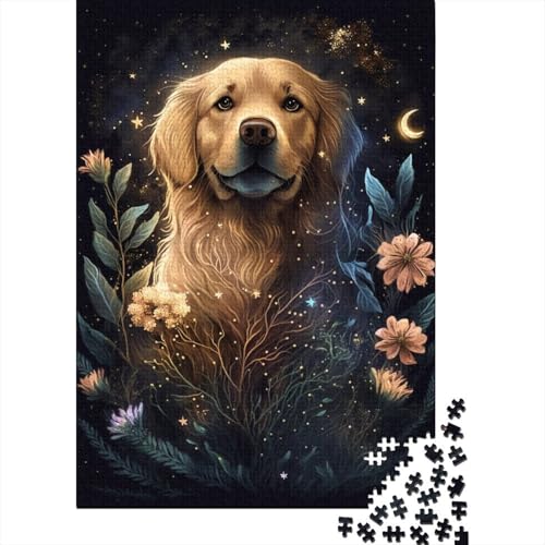 Golden Retriever-Blumen-Puzzle, 300 Teile, Puzzle für Kinder, Denkspiel, Puzzle-Spielzeug für Kinder, 300 Teile (40 x 28 cm) von WXMMoney