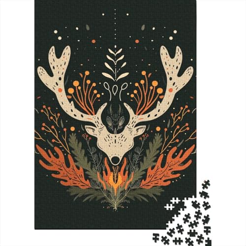 Hirsch-Puzzle 1000 Teile, Holzpuzzle, Puzzle für Erwachsene und Jugendliche, Lernpuzzle 1000 Teile (75 x 50 cm) von WXMMoney